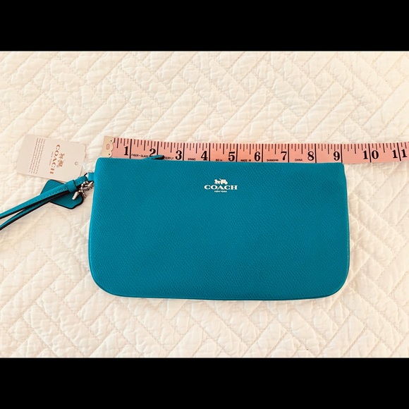 Coach Large Leather Wristlet in Turquoise - Picture 4 of 8